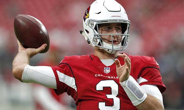 Arizona Cardinals quarterback Josh Rosen (3) warms up prior to an NFL football game against the San...