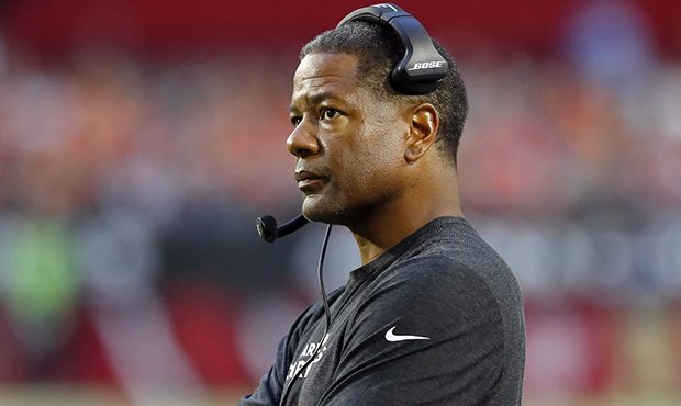 Arizona Cardinals head coach Steve Wilks watches his team during the first half of an NFL football ...