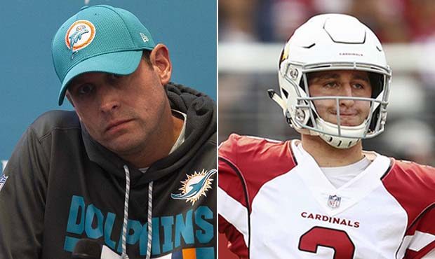 Former Dolphins head coach Adam Gase, left, and Cardinals QB Josh Rosen, right. (AP photos)...