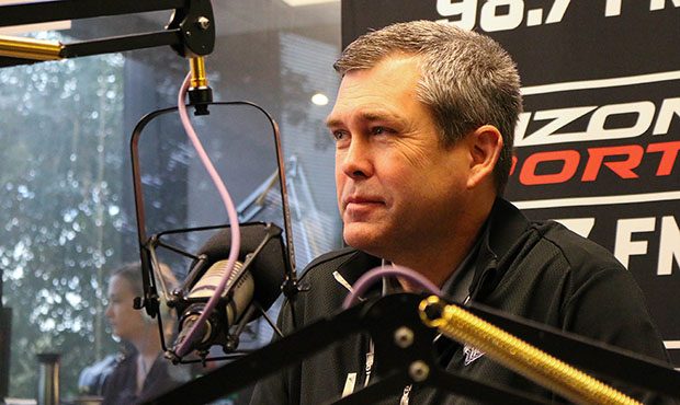 Phoenix Mercury general manager Jim Pitman talks during an interview with The Doug & Wolf Show ...
