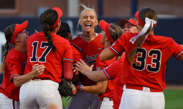 Arizona Wildcats softball celebration...