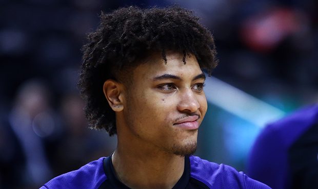 TORONTO, ON - JANUARY 17:  Kelly Oubre Jr. #3 of the Phoenix Suns looks on during warmup prior to a...