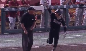 This ump appears upset at a baseball man for celebrating his big HR