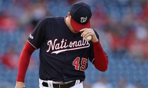 Former D-back Patrick Corbin wears No. 45 to honor Tyler Skaggs
