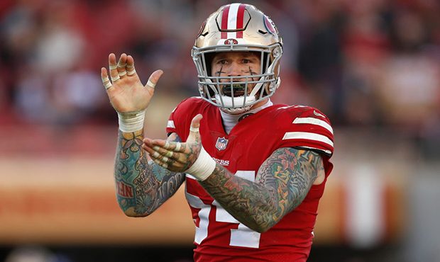 SANTA CLARA, CA - DECEMBER 23: San Francisco 49ers' Cassius Marsh (54) celebrates his sack against ...
