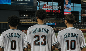 Johnson, Jerome, Lecque throw out first pitch at D-backs' Suns Night