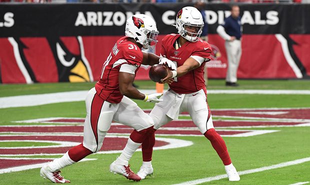 GLENDALE, ARIZONA - SEPTEMBER 08: Kyler Murray #1 of the Arizona Cardinals hands the ball to David ...