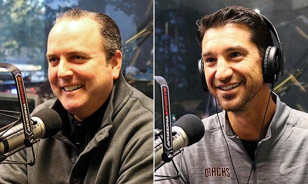 Diamondbacks CEO and president Derrick Hall, left, and GM Mike Hazen, right. (Matt Layman / arizona...