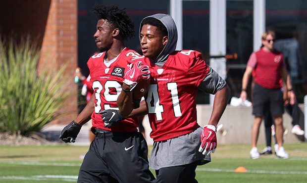 Cardinals running back Kenyan Drake goes through a drill during the team’s practice on Tuesday, O...
