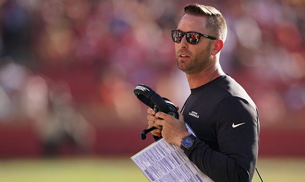 SANTA CLARA, CALIFORNIA - NOVEMBER 17: Head coach Kliff Kingsbury of the Arizona Cardinals watches ...