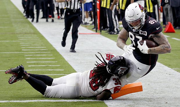 Arizona Cardinals tight end Maxx Williams (87) scores a touchdown as Atlanta Falcons defensive back...