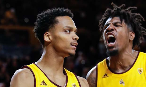 Arizona State Sun Devils guard Alonzo Verge Jr. (11) and Arizona State Sun Devils forward Romello W...