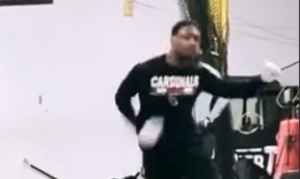 Here is Vikings wide receiver Stefon Diggs wearing a Cardinals shirt