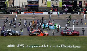NASCAR drivers stand with Bubba Wallace in pre-race demonstration