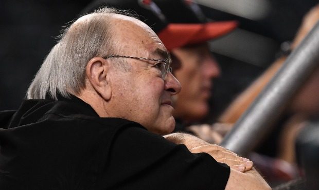 Arizona Diamondbacks managing general partner Ken Kendrick watches warm ups before the National Lea...