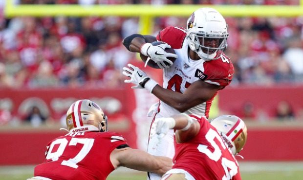 Arizona Cardinals running back Kenyan Drake (41) runs against San Francisco 49ers defensive end Nic...