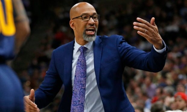 Monty Williams of the Phoenix Suns yells from the bench during a 120-99 LA Clipper win at Staples C...
