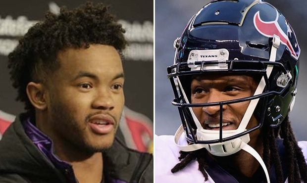 Kyler Murray, left, (AP Photo/Lindsey Wasson) and Arizona Cardinals teammate DeAndre Hopkins, right...