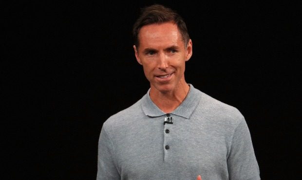 Former NBA player Steve Nash speaks at an Apple event at the Steve Jobs Theater at Apple Park on Se...