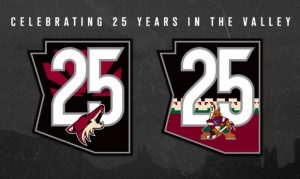 Coyotes celebrate 25th anniversary with jersey patches, center ice logo