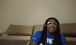 Marshawn Lynch breaks chair celebrating Pro Bowl interception