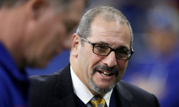 General Manager Dave Gettleman of the New York Giants during the pregame against the Indianapolis C...