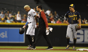 D-backs' Ketel Marte leaves game vs. Brewers with hamstring tightness