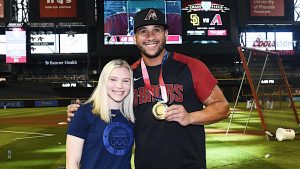 Olympic gold medalist Jade Carey throws out fancy first pitch for D-backs