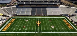 ASU honors 9/11 with twin tower silhouette on Sun Devil Stadium field