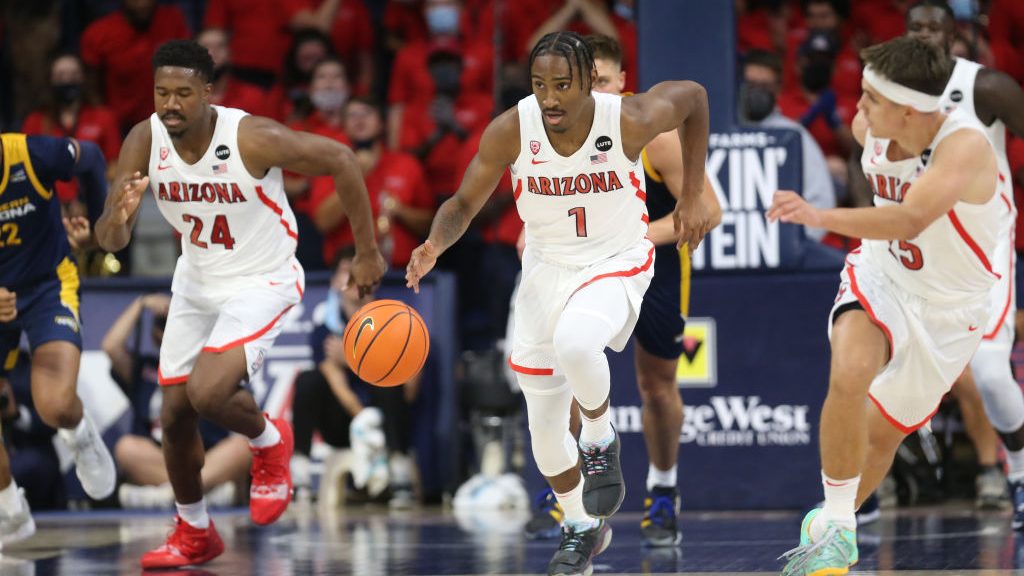 University of Arizona Wildcat guard #1 Bennedict Mathurin during the second half of a basketball ga...