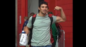 Arizona Cardinals WR Andy Isabella walks in with jug labeled ‘special juice’