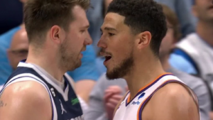 Suns' Devin Booker, Mavericks' Luka Doncic have heated exchange late in game