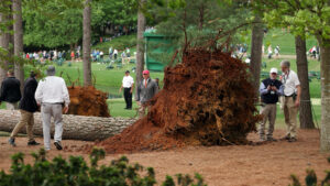 Trees topple at Augusta National as weather mucks up Round 2 of The Masters