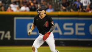 Corbin Carroll exits for Diamondbacks after getting hit by pitch on wrist