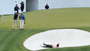 Golf invader makes sand angel in trap on 16th hole at WM Phoenix Open