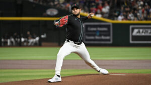 Diamondbacks' Eduardo Rodriguez getting the ball Saturday vs. Padres