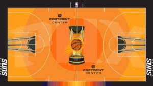 2024 NBA Cup court for the Phoenix Suns is very orange