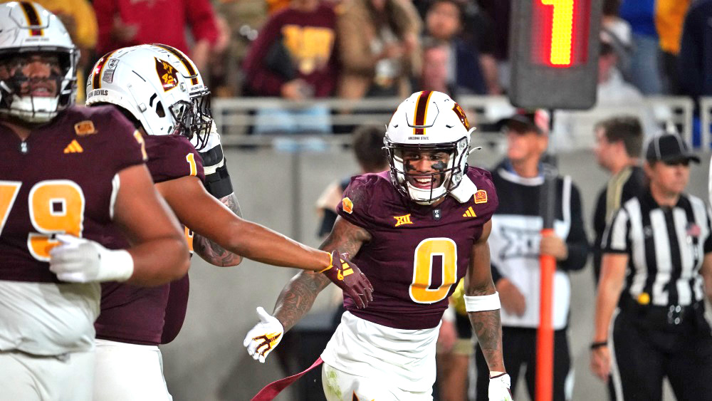 Arizona State WR Jordyn Tyson celebrates TD (Jeremy Schnell/Arizona Sports)...