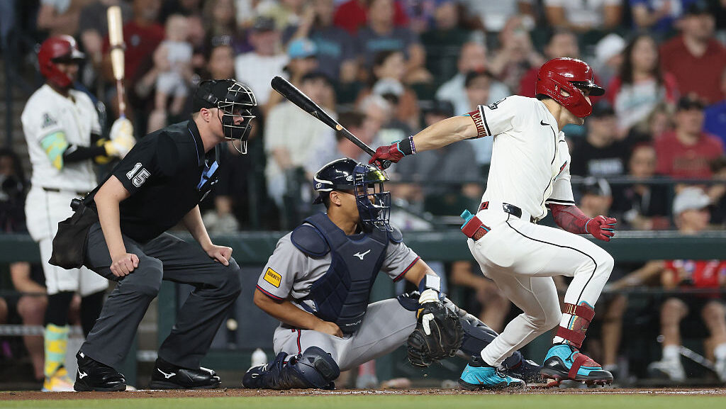 Corbin Carroll #7 of the Arizona Diamondbacks...