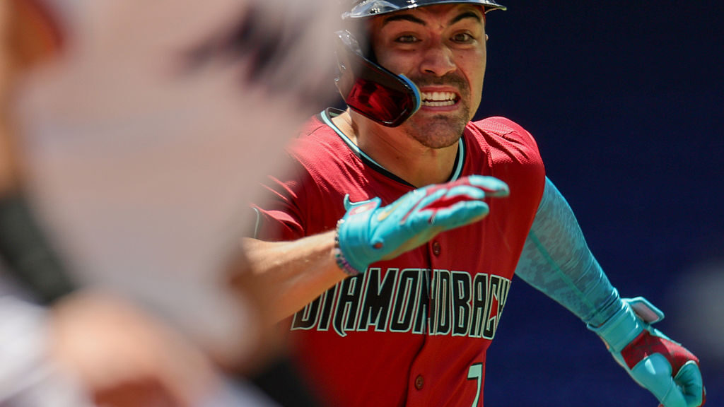 Corbin Carroll #7 of the Arizona Diamondbacks...