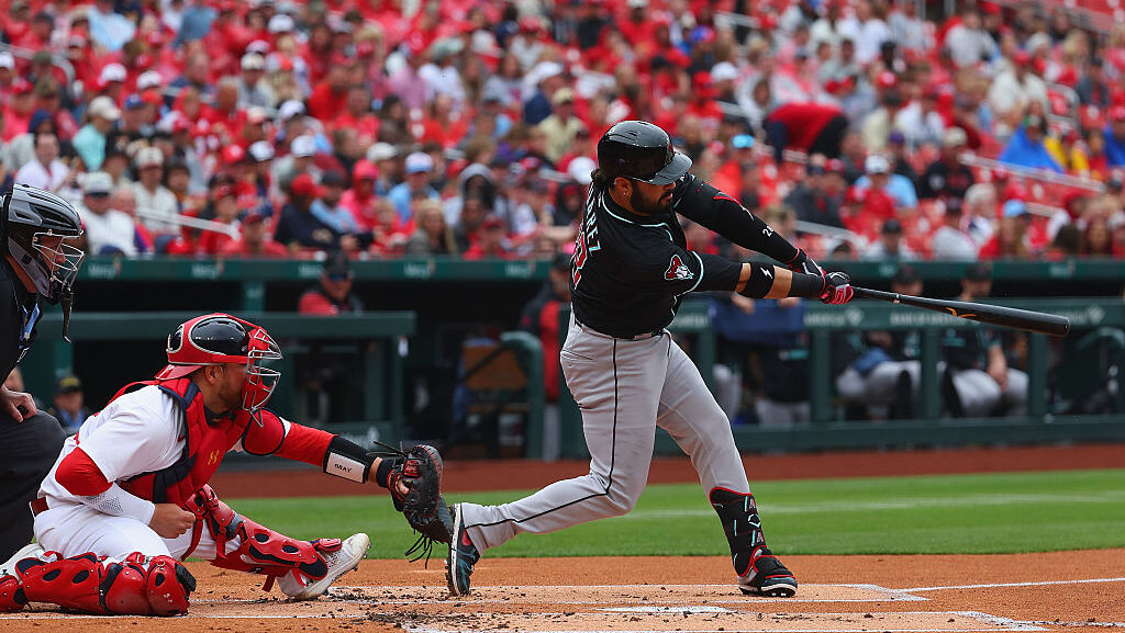 Eugenio Suárez #28 of the Arizona Diamondbacks...