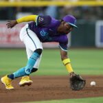 Geraldo Perdomo #2 of the Arizona Diamondbacks fields the ball during the fifth inning against the Miami Marlins at Chase Field on June 27, 2025 in Phoenix, Arizona. (Photo by Jeremy Chen/Getty Images)