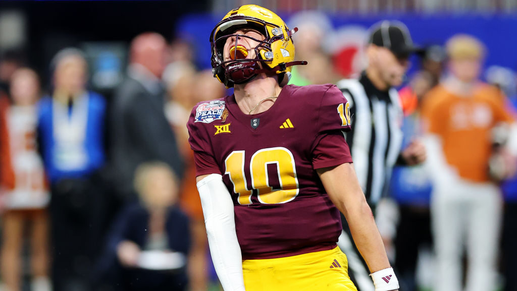 Sam Leavitt from ASU is a projected top-10 pick in the 2026 NFL Draft, according to Field Yates' mo...