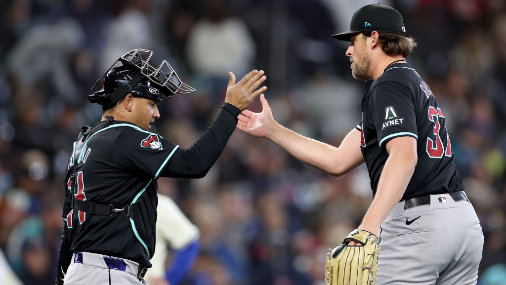 Kevin Ginkel #37 of the Arizona Diamondbacks...