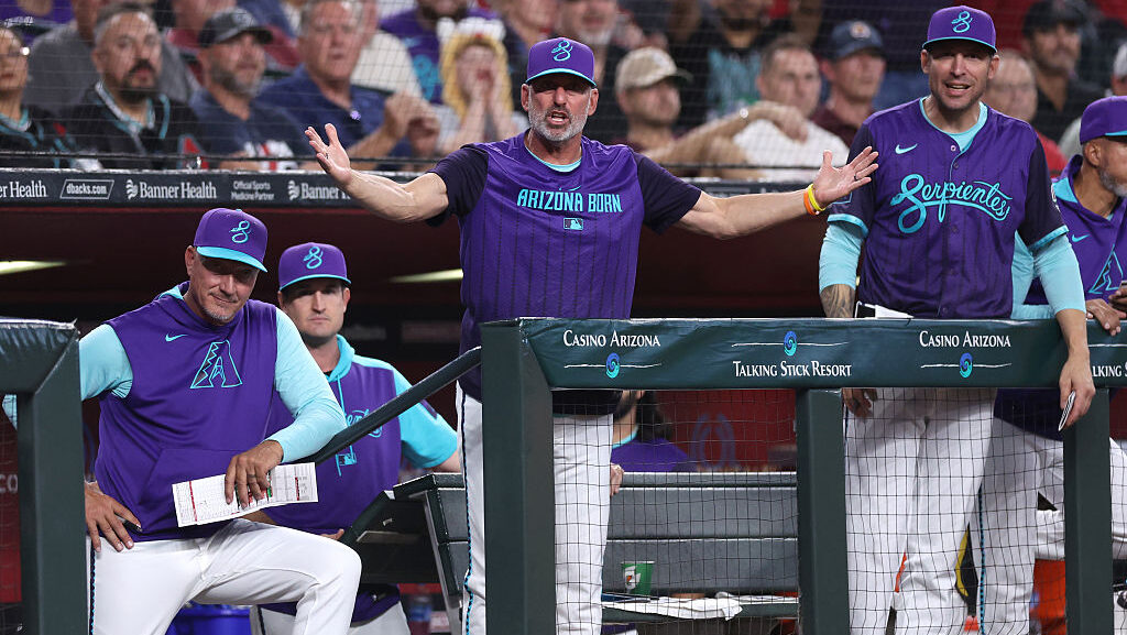 Manager Torey Lovullo #17 of the Arizona Diamondbacks...