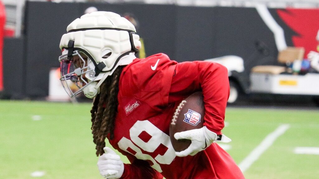 Cardinals WR Xavier Weaver runs through drills during training camp...