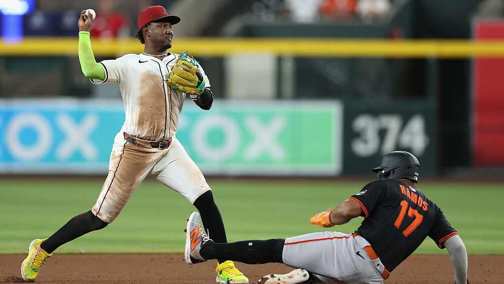 Infielder Geraldo Perdomo #2 of the Arizona Diamondbacks...