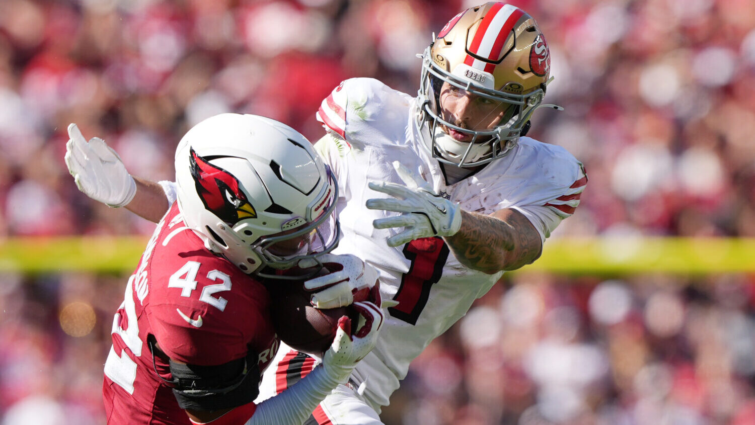 Dadrion Taylor-Demerson Cardinals first INT in NFL vs. San Francisco 49ers...