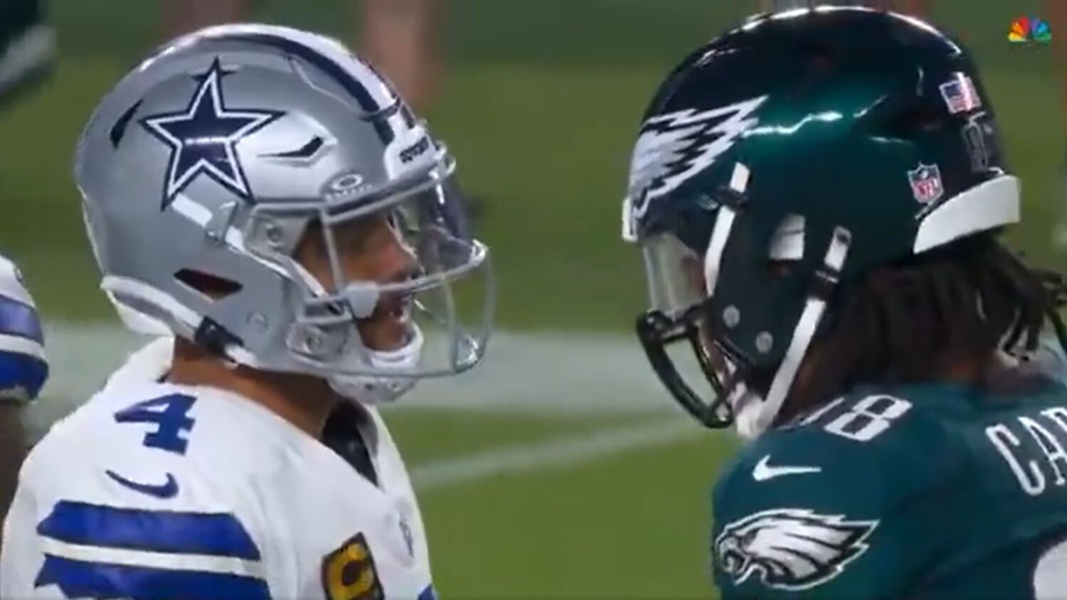 spit Dak Prescott Jalen Carter Cowboys Eagles 2025 NFL season opener...