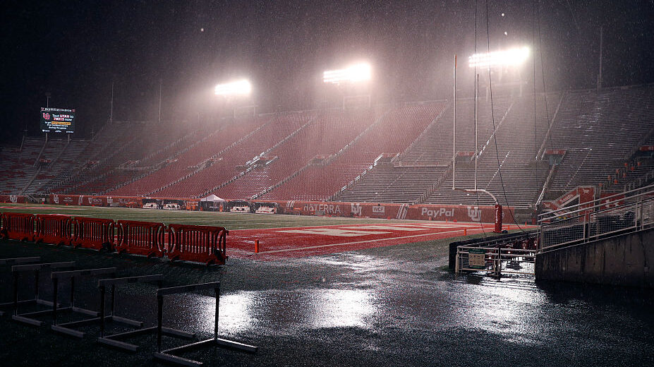 Arizona State-Utah will start 10 minutes late due to weather...